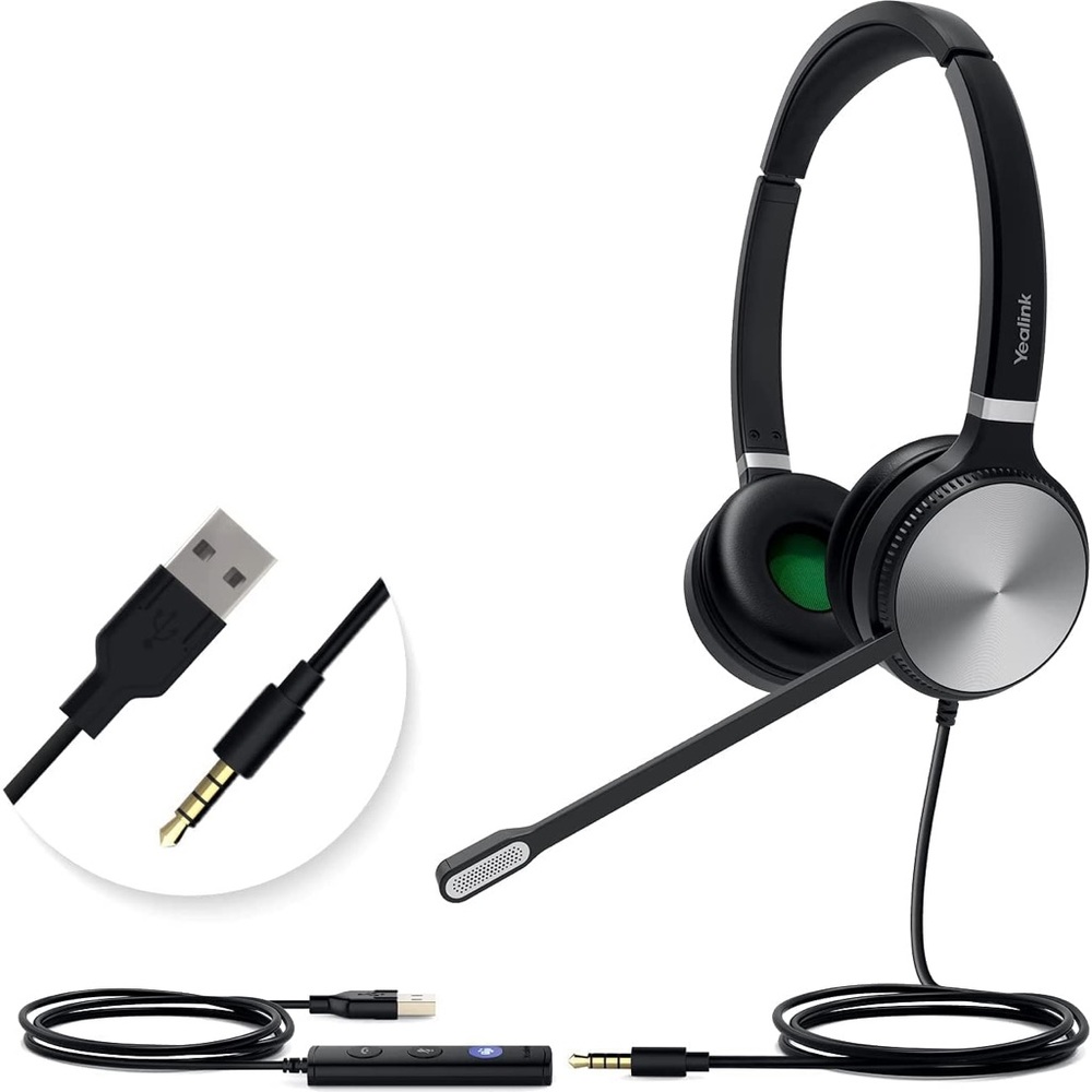Crystal-Clear Conversations Yealink UH36 Dual USB Wired Headset. Noise Canceling